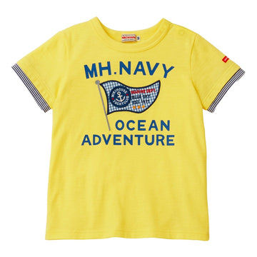 Marine sleeve border short sleeve T-shirt yellow 商品画像