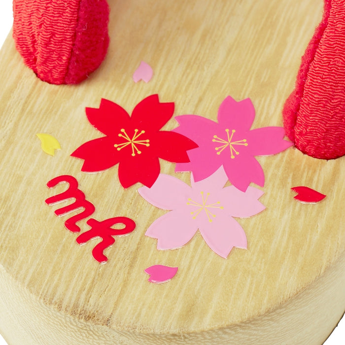 Cherry blossom pattern white wood clogs