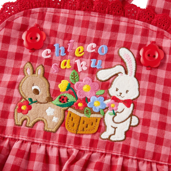 【チエコサク】チェック柄スカート付ロンパース