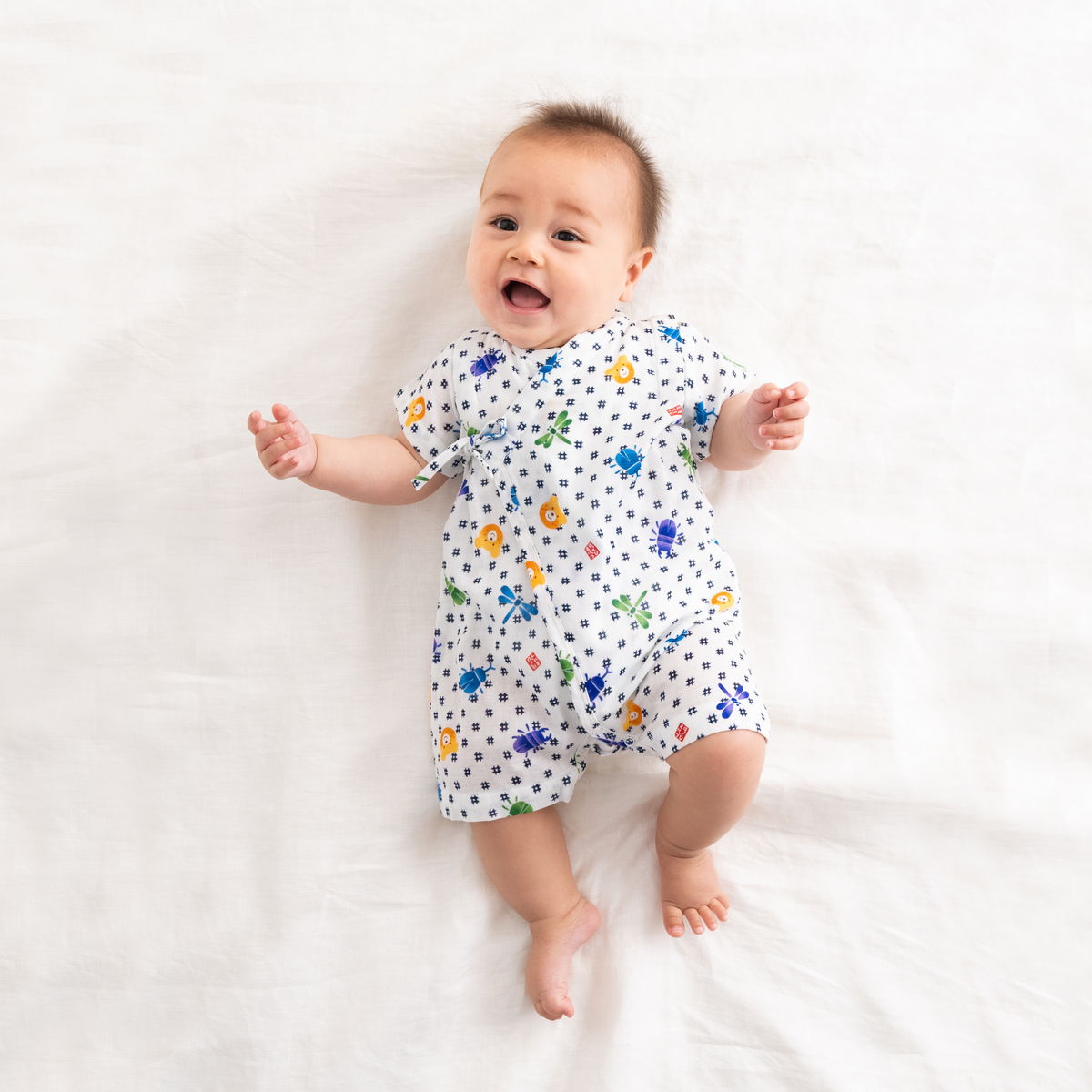 双层纱布昆虫纹甚平整