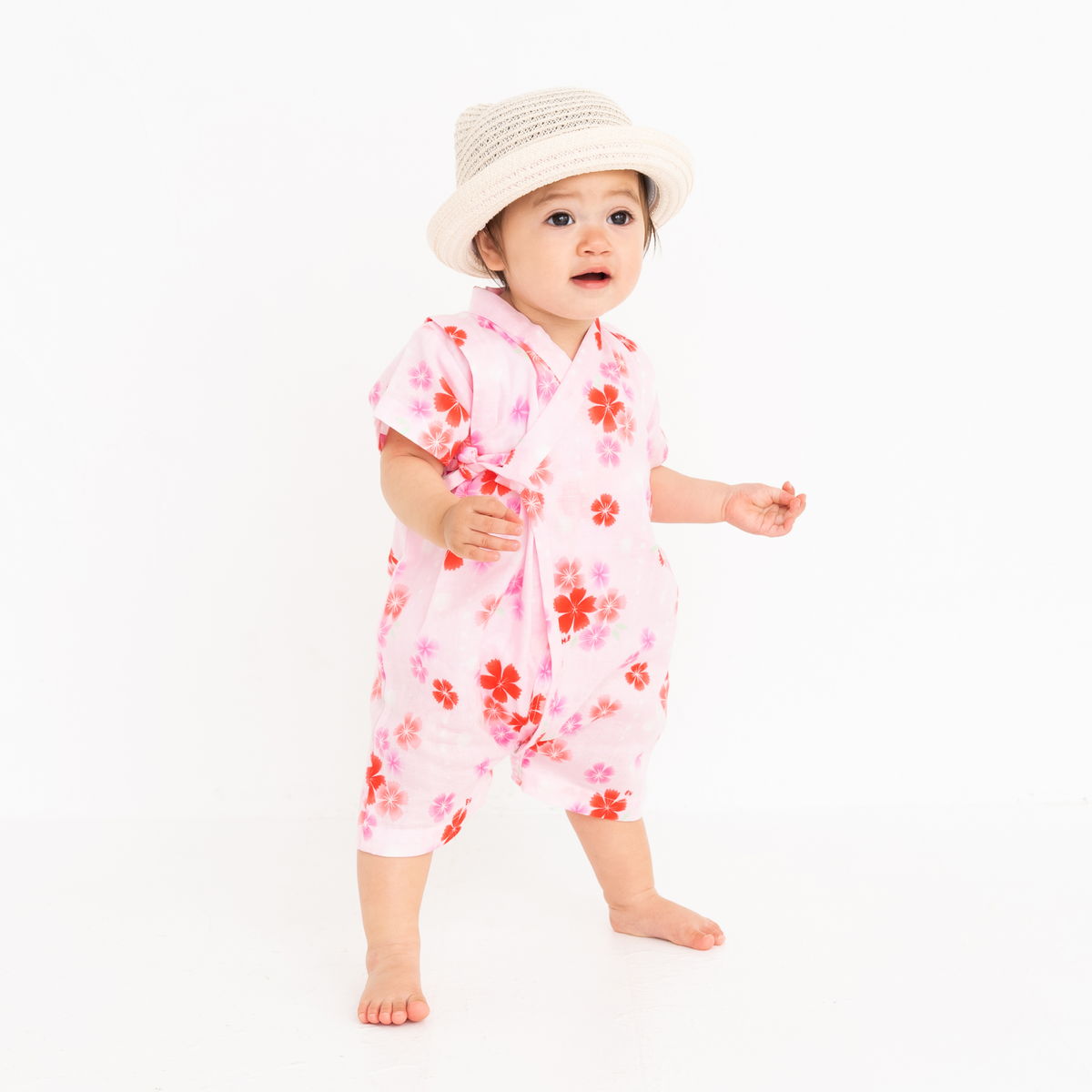 Double-woven gauze Sakura pattern Jinbei all