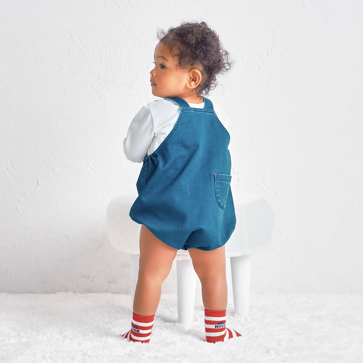 【WEB限定】ストレッチニットデニムロンパース【WebLimited】