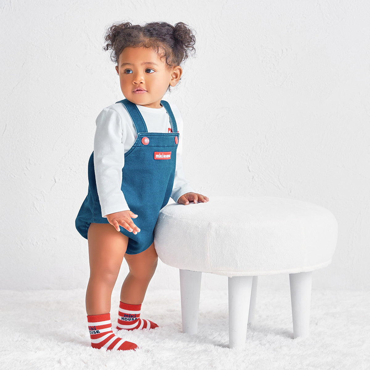 【WEB限定】ストレッチニットデニムロンパース【WebLimited】