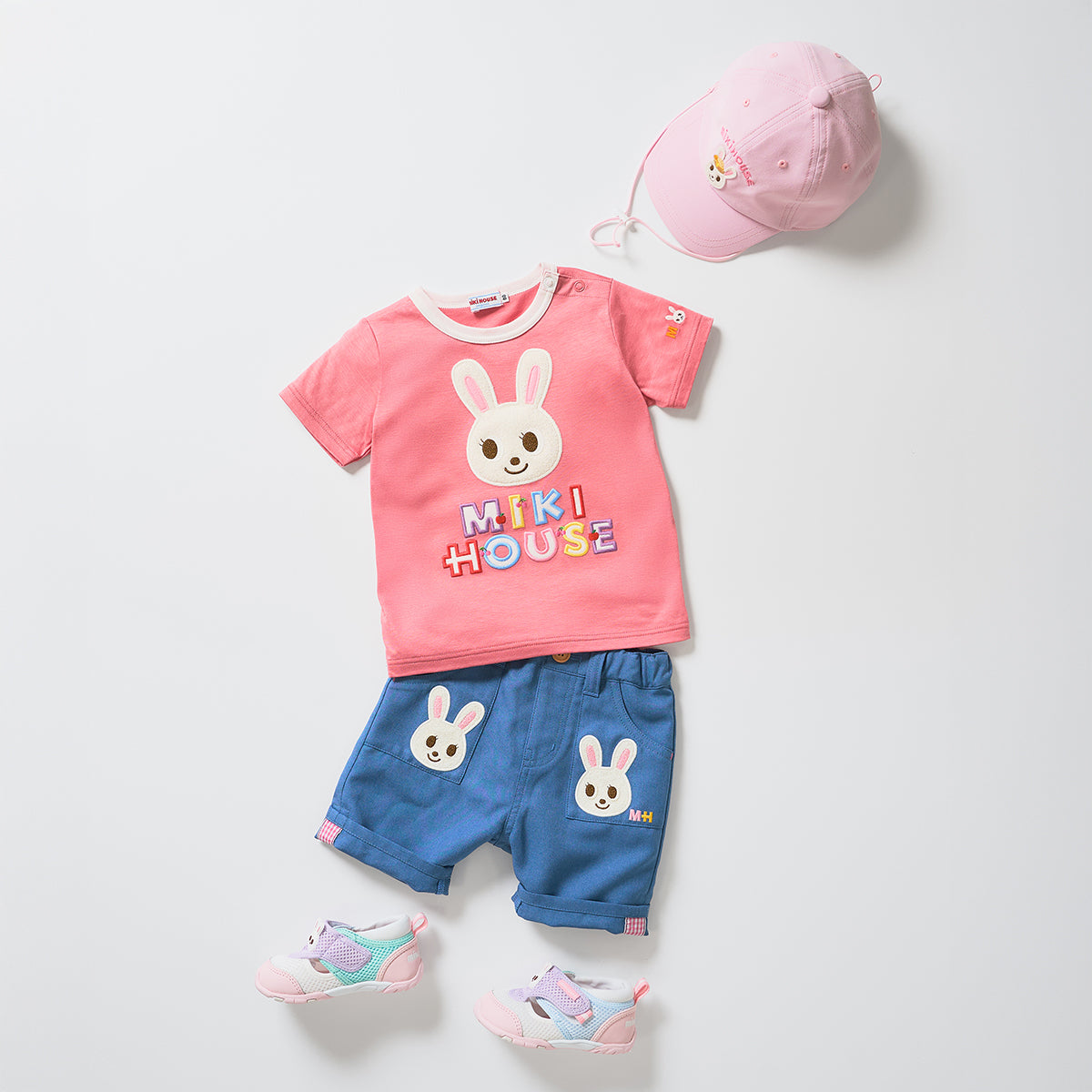 mikiHOUSE ミキハウス 半袖Tシャツ ６分丈パンツ 90 日本製 MIKI HOUSE（ミキハウス） ○30％OFFセール○ミキハウス 半袖Tシャツ