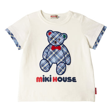 [Thanksgiving] Check Bear Short Sleeve T-Shirt [Cancellation/Return Not Possible] white 商品画像