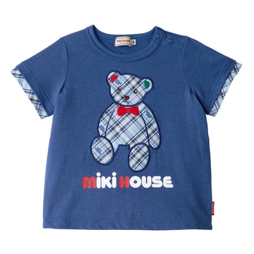 [Thanksgiving] Check Bear Short Sleeve T-Shirt [Cancellation/Return Not Possible] Navy blue 商品画像