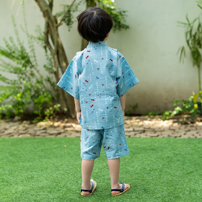 金魚・とんぼ和柄の甚平スーツ