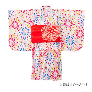 烟花图案浴衣（女孩用） 白 商品画像