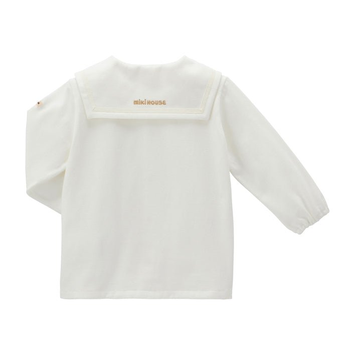 ミキハウス MIKIHOUSE ブラウス 長袖シャツ ワンピース ジャンパースカート チュニック サイズ80㎝ ミキハウス] 長袖ブラウス 無地 ロゴ 日本製 綿100％ 男の子 女の子