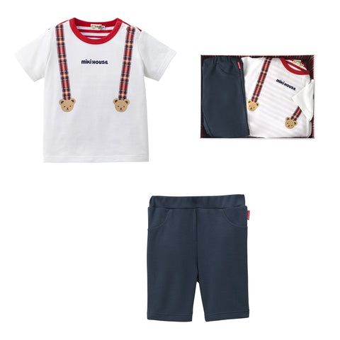 MIKI HOUSE熊短袖T恤套装[包括盒子]
