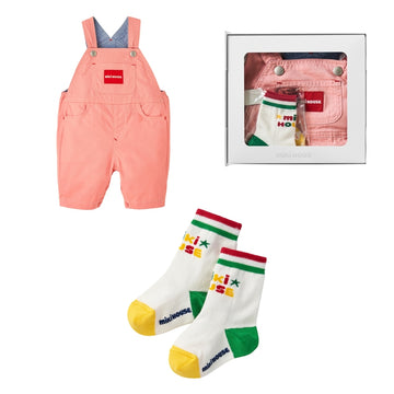 【WEB限定】ギフト オーバーオール・ソックスセット【BOX付き】 サーモンピンク 商品画像