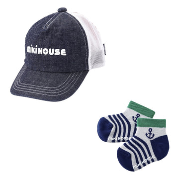 [WEB limited] UV protection cap and socks set indigo blue 商品画像