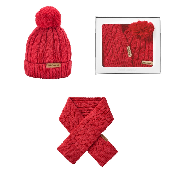 ミキハウス　マフラー、ニット帽 WEB限定】ギフト フード＆マフラーセット【BOX付き】 – ミキハウス