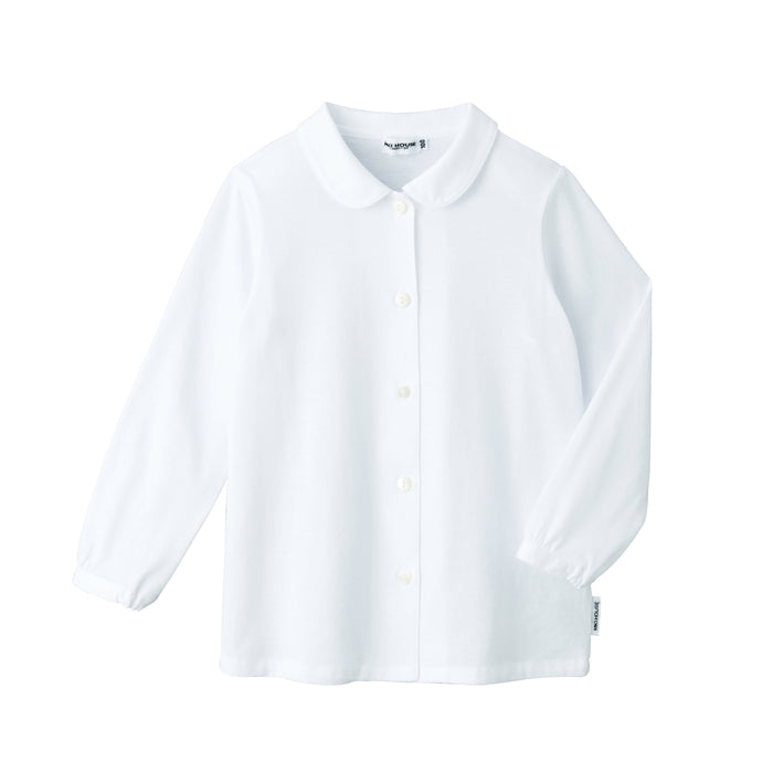 Round collar long sleeve blouse made of jersey material