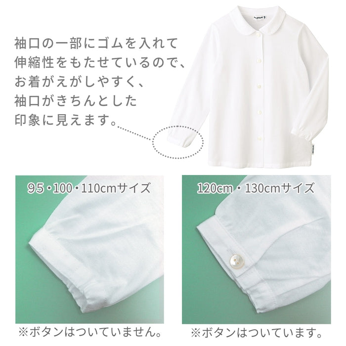 Round collar long sleeve blouse made of jersey material