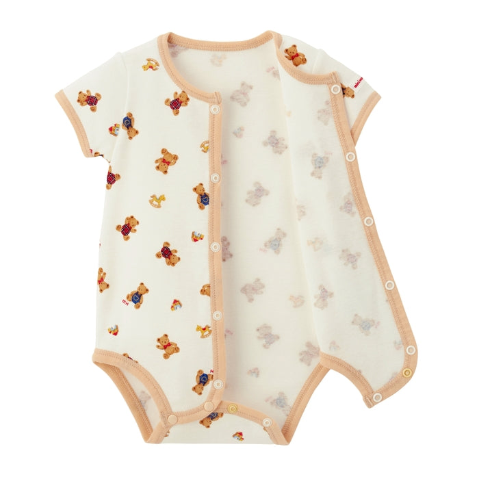 순수한 베일 짧은 슬리브 전면 오픈 밀링 바디 셔츠