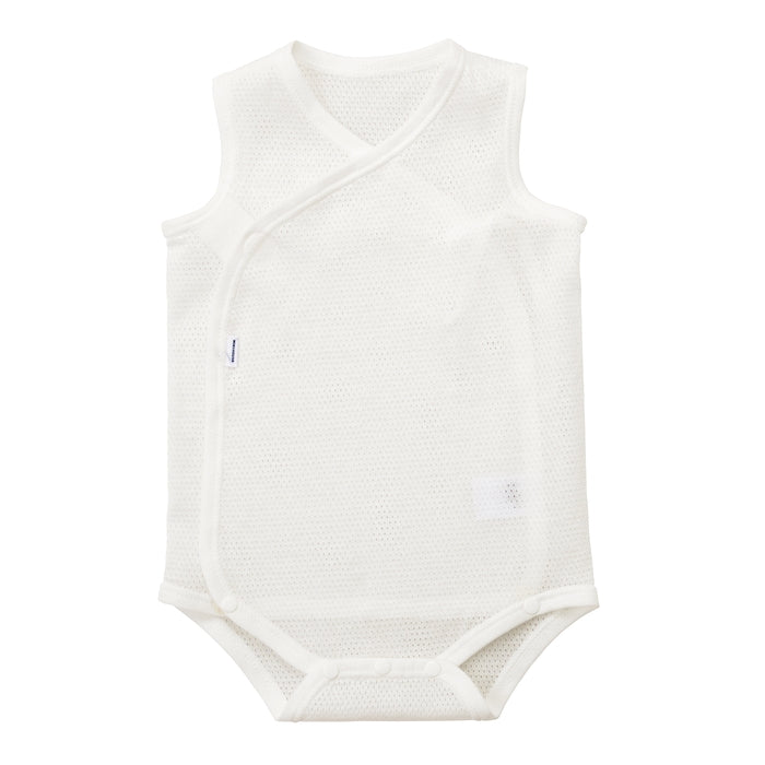 ピュアベールノースリーブ前あきメッシュ天竺ボディシャツ