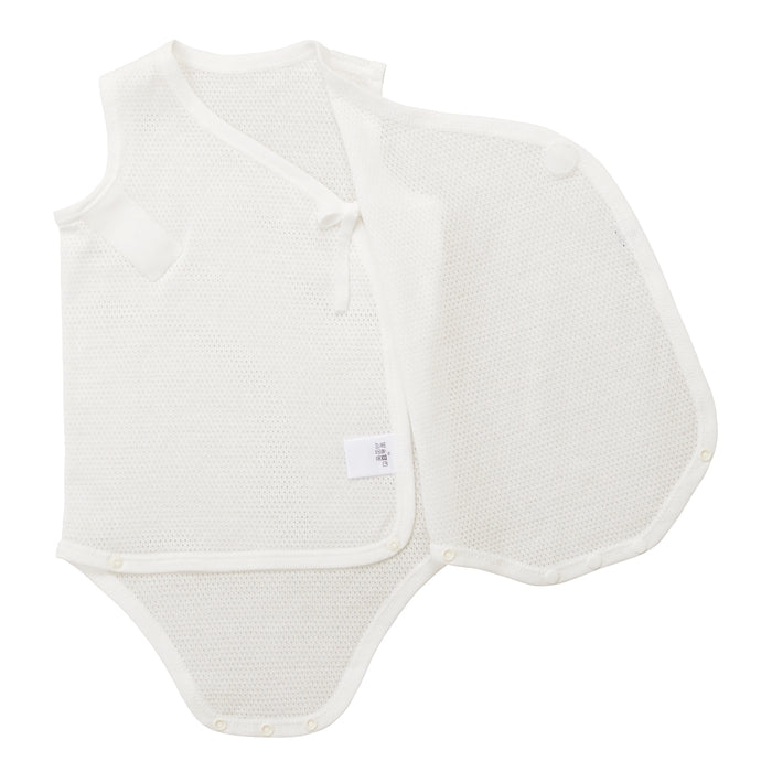 ピュアベールノースリーブ前あきメッシュ天竺ボディシャツ