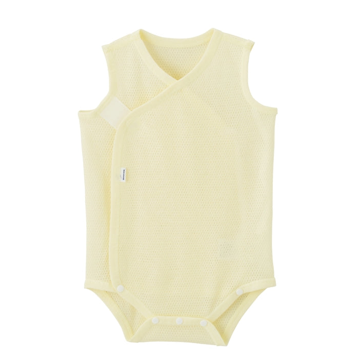 ピュアベールノースリーブ前あきメッシュ天竺ボディシャツ