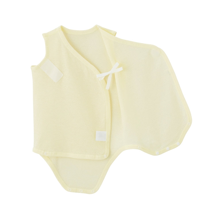 ピュアベールノースリーブ前あきメッシュ天竺ボディシャツ