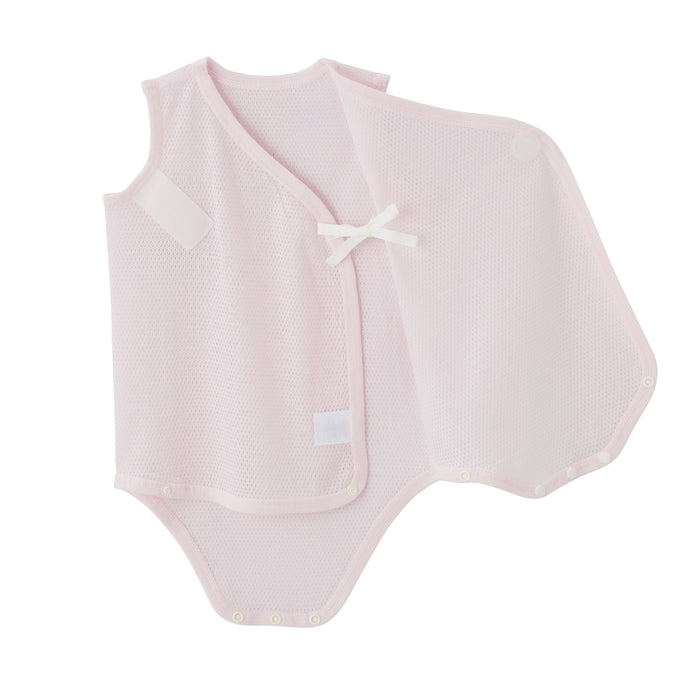 ピュアベールノースリーブ前あきメッシュ天竺ボディシャツ