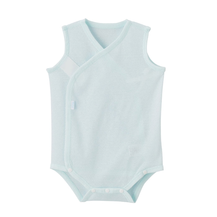 ピュアベールノースリーブ前あきメッシュ天竺ボディシャツ