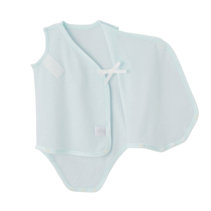 ピュアベールノースリーブ前あきメッシュ天竺ボディシャツ