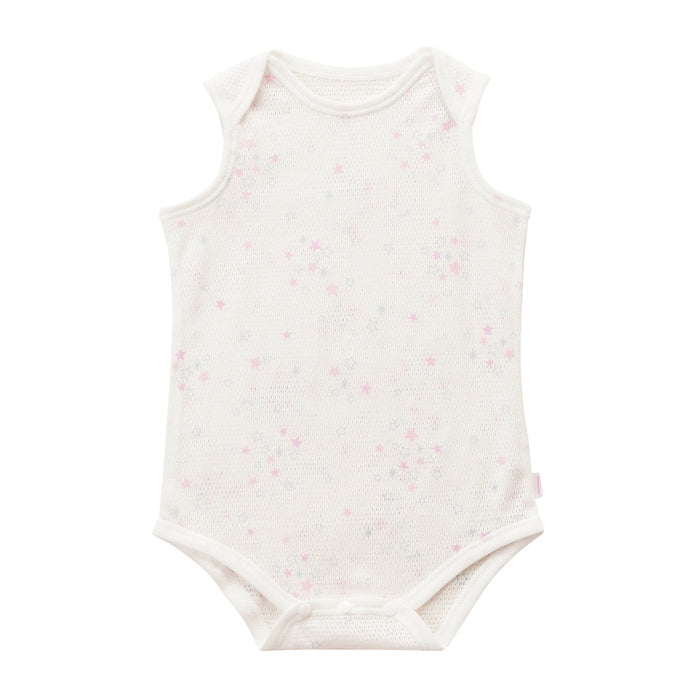 ピュアベール総柄ノースリーブメッシュ天竺ボディシャツ