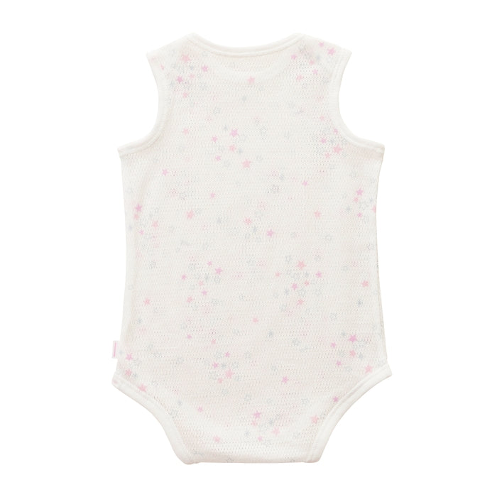 ピュアベール総柄ノースリーブメッシュ天竺ボディシャツ