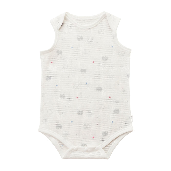 ピュアベール総柄ノースリーブメッシュ天竺ボディシャツ