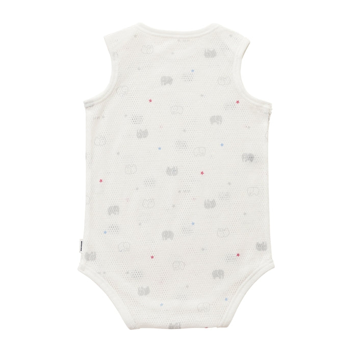 ピュアベール総柄ノースリーブメッシュ天竺ボディシャツ