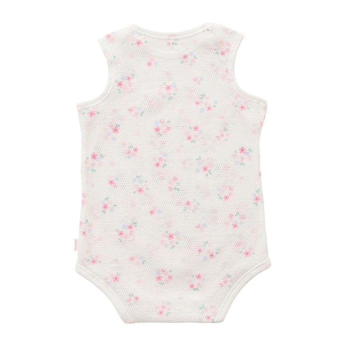 ピュアベール総柄ノースリーブメッシュ天竺ボディシャツ