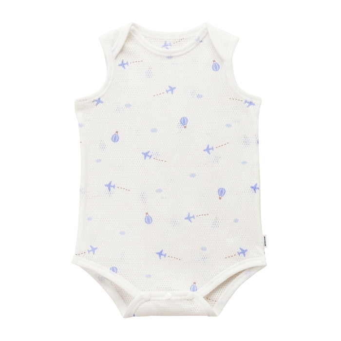 ピュアベール総柄ノースリーブメッシュ天竺ボディシャツ