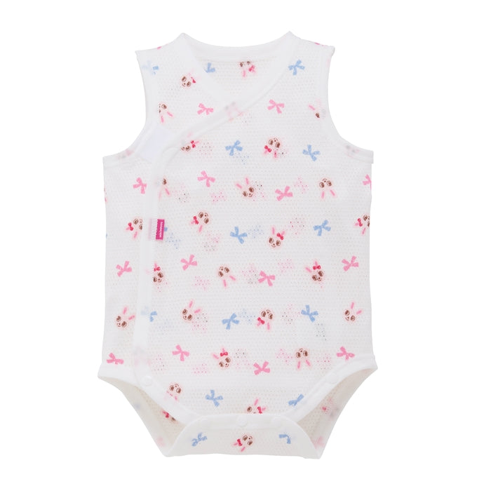 ピュアベールノースリーブ前あきメッシュ天竺ボディシャツ