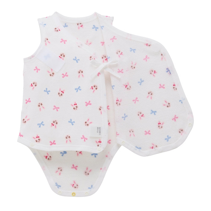 ピュアベールノースリーブ前あきメッシュ天竺ボディシャツ