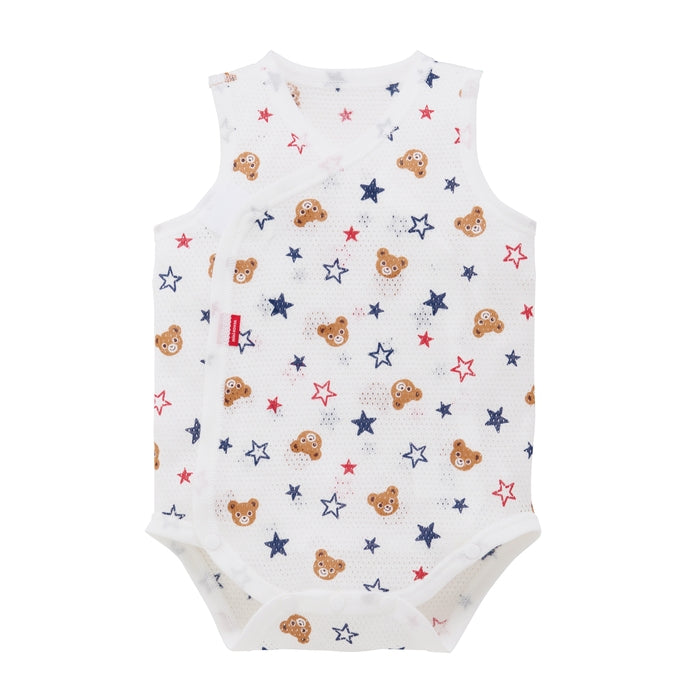 ピュアベールノースリーブ前あきメッシュ天竺ボディシャツ