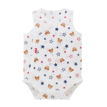 ピュアベールノースリーブ前あきメッシュ天竺ボディシャツ