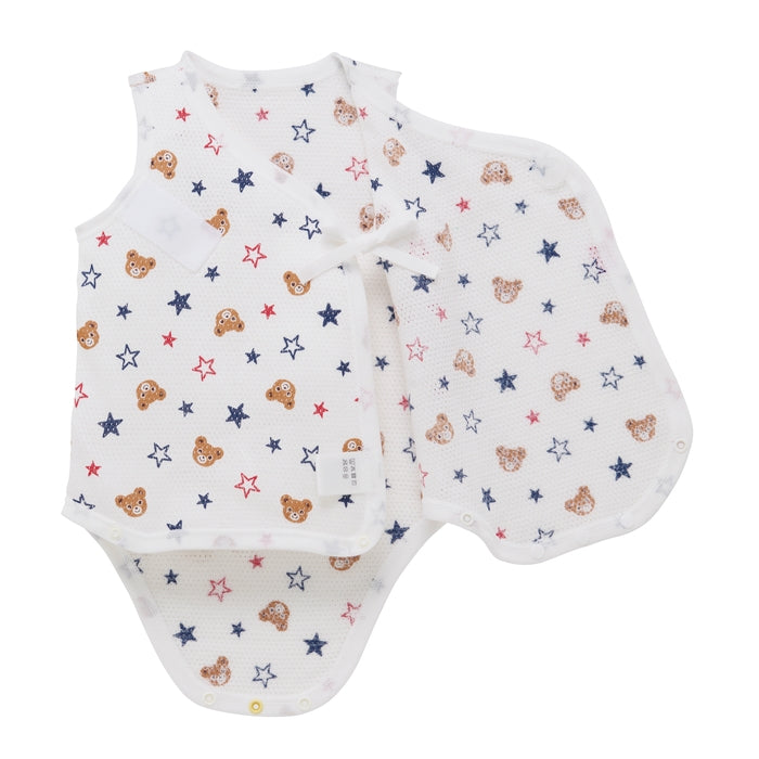 ピュアベールノースリーブ前あきメッシュ天竺ボディシャツ