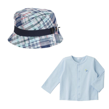 [WEB limited] UV protection baby hat/cardigan set blue 商品画像