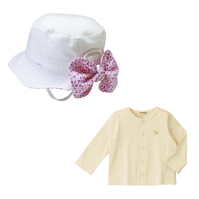 [WEB only] UV protection baby hat and cardigan set