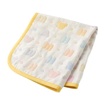 pastel logo pattern gauze blanket