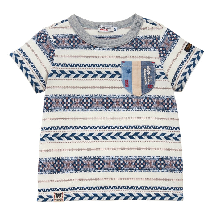 [Thanksgiving] Jacquard pattern short sleeve T-shirt [No cancellations or returns]