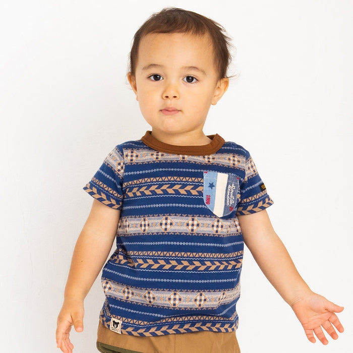[Thanksgiving] Jacquard pattern short sleeve T-shirt [No cancellations or returns]