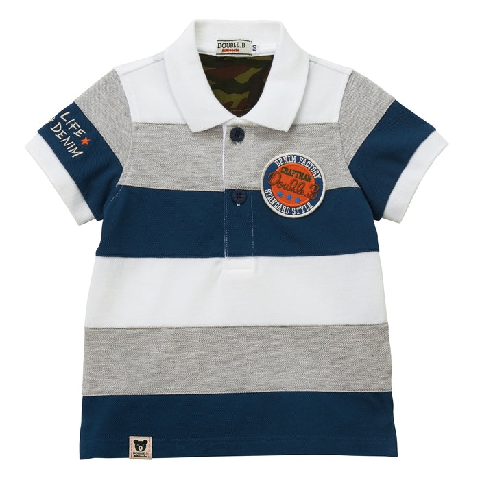 [Thanksgiving] Border short-sleeved polo shirt [No cancellations or returns]
