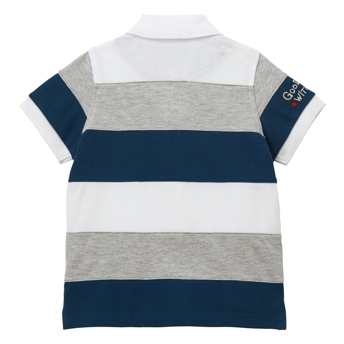 [Thanksgiving] Border short-sleeved polo shirt [No cancellations or returns]