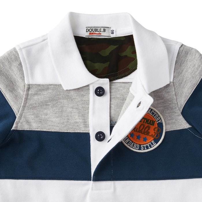 [Thanksgiving] Border short-sleeved polo shirt [No cancellations or returns]