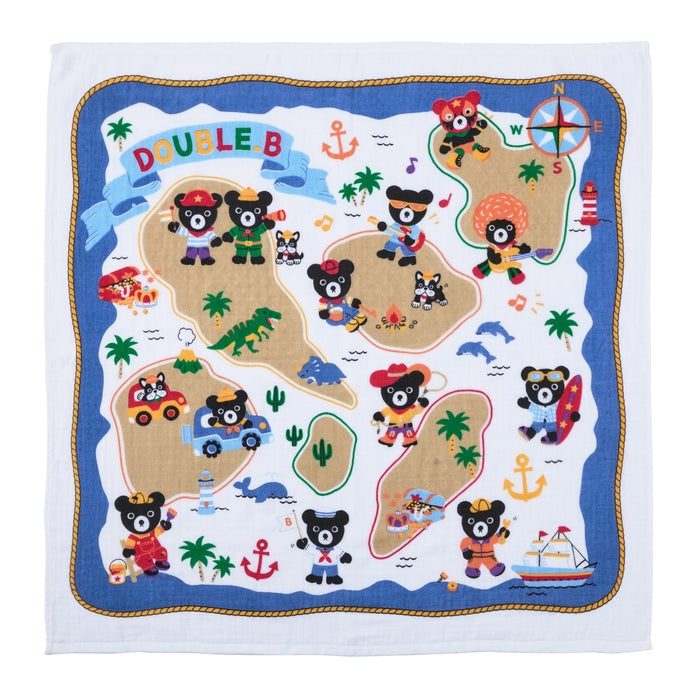 専用❤みかん❤ニット×６重ガーゼ⭐ハンドタオル❤花うさぎ…ブルー系① 専用❤みかん❤ニット×6重ガーゼ⭐ハンドタオル❤花うさぎ…ブルー