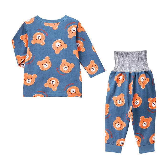 배꼽 랩이있는 긴 소매 잠옷