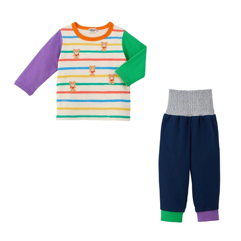 배꼽 랩이있는 긴 소매 잠옷