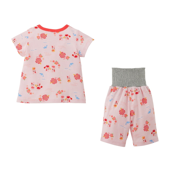 짧은 슬리브 잠옷 (6/4 길이 바지)